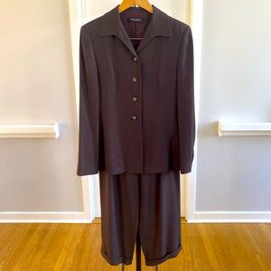 Tahari brown full leg pants suit